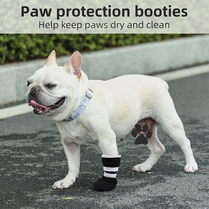 ETIAL Dog Paw Wound Recovery Boot for Injured Paw, Anti-Slip Dog Shoe with Self-Adhesive Strap, Dog Paw Protector for Outdoor Walking & Keep Dogs from Licking Wounds (Black w/White, L) - Image 2